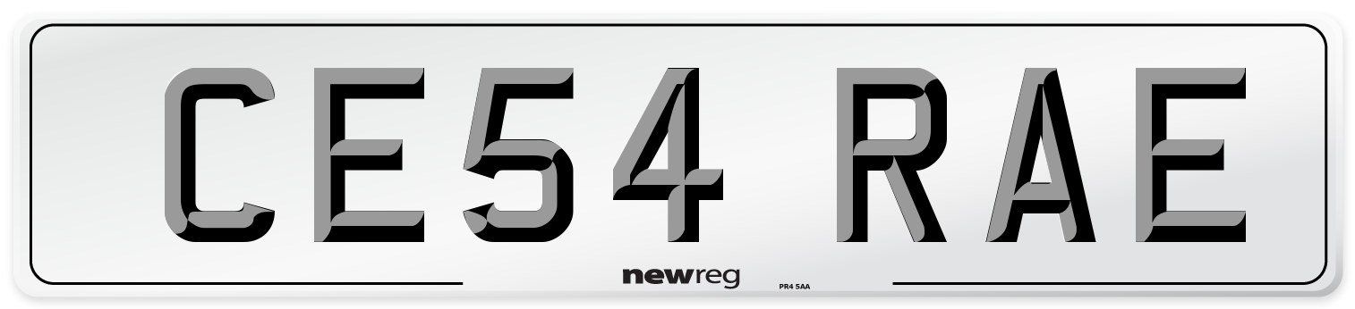 CE54 RAE Number Plate from New Reg